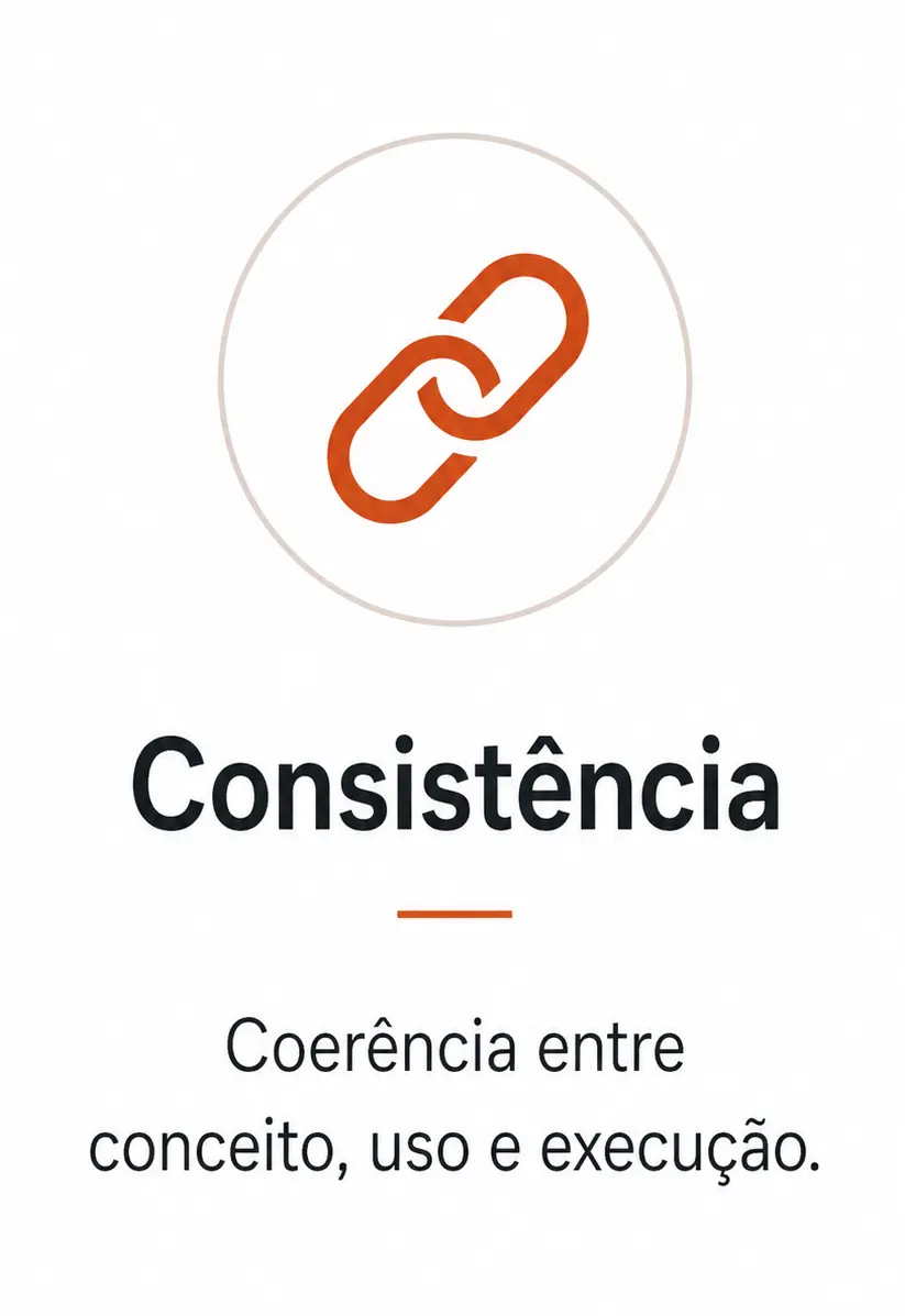 Consistência — coerência entre conceito, uso e execução